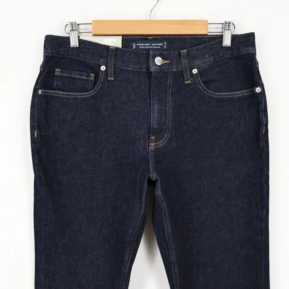 NWT Everlane Men's The Slim 4-Way Stretch Organic Jean Uniform Dark Indigo 33x32